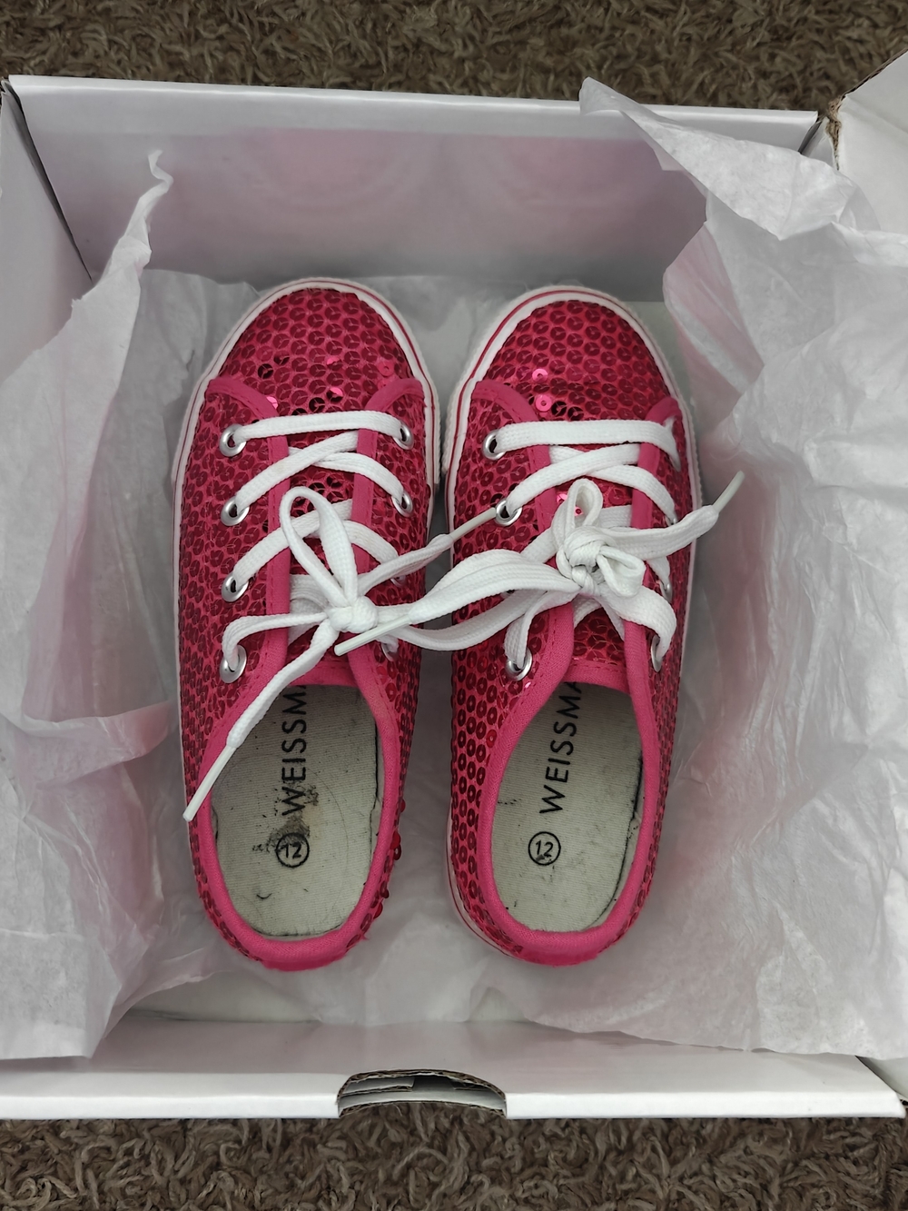 Weissman Kids' Pink Sequin Lace-Up Shoes